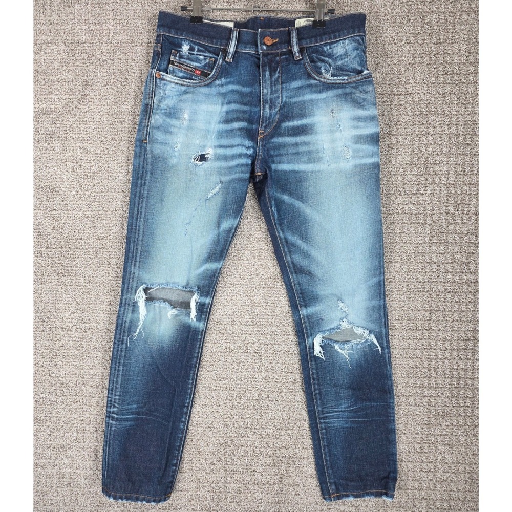 Diesel D-Strukt Tapered Slim Jeans Mens 30x28 Distressed Blue Denim